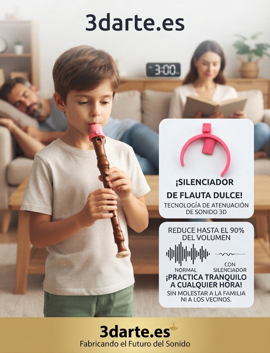 Silenciador para Flauta Dulce 90% menos ruido al practicar.